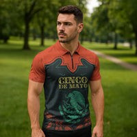 Personalized Cinco de Mayo Zipper Polo Shirt Grunge Stylized