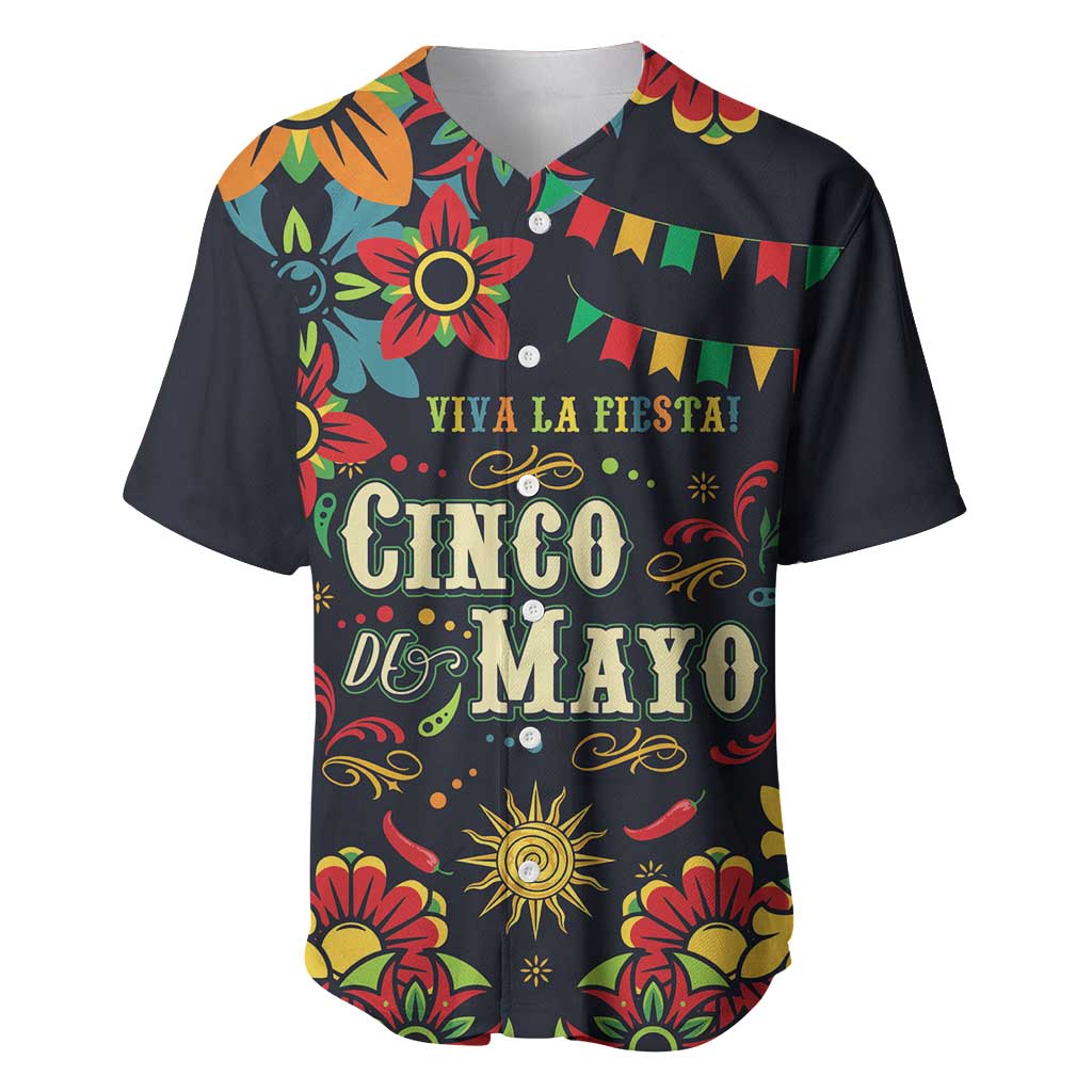 Personalized Cinco de Mayo Baseball Jersey Vibrant Flowers