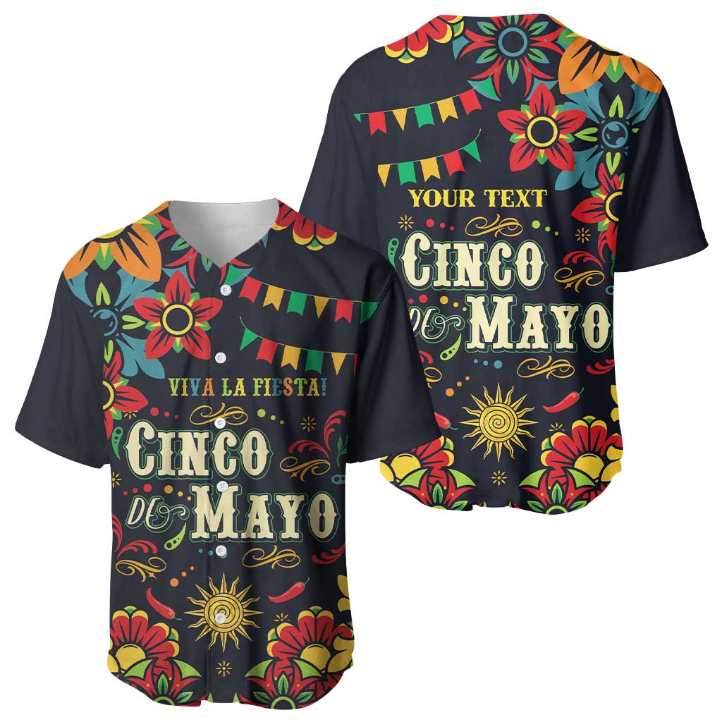 Personalized Cinco de Mayo Baseball Jersey Vibrant Flowers
