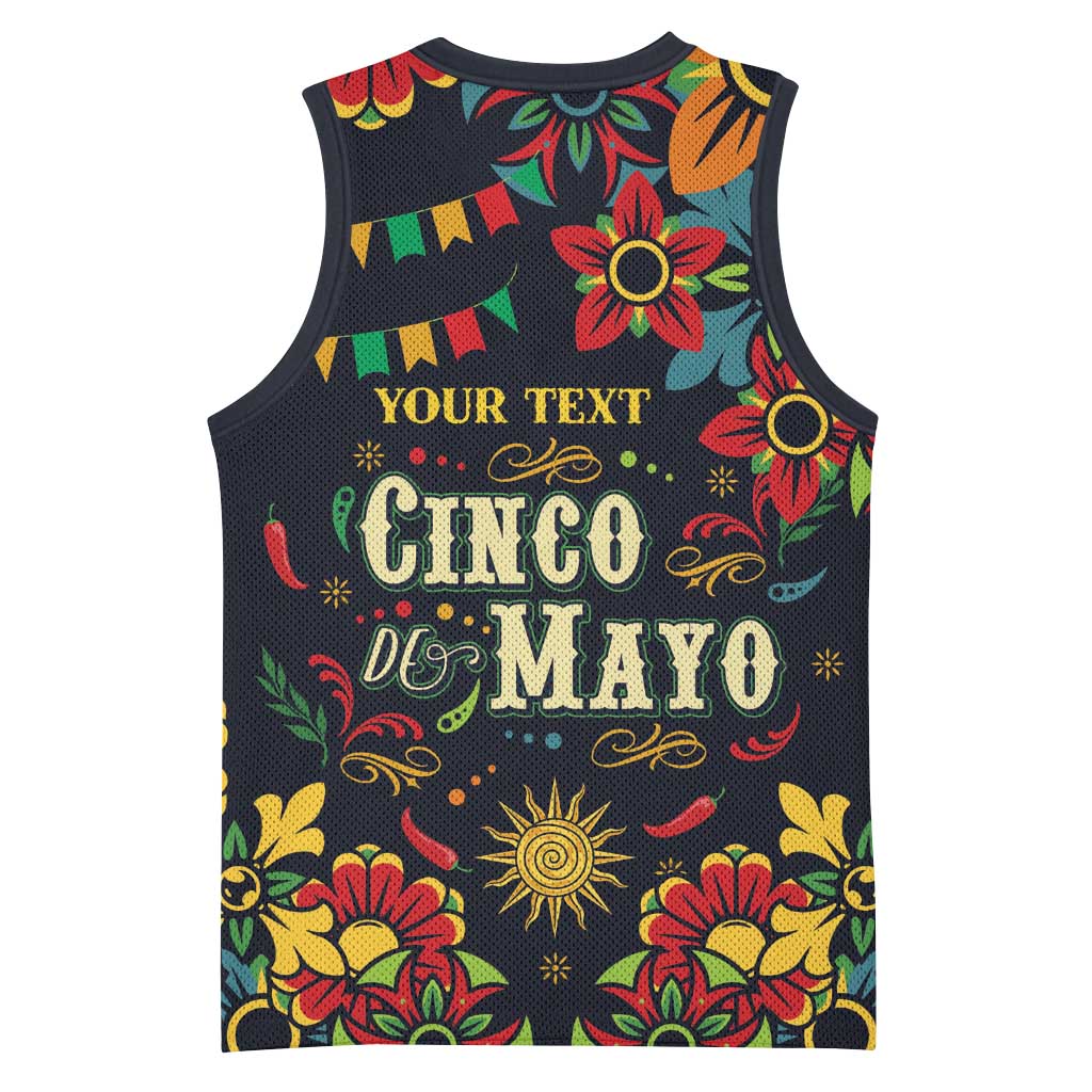 Personalized Cinco de Mayo Basketball Jersey Vibrant Flowers