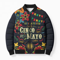 Personalized Cinco de Mayo Bomber Puffer Jacket Vibrant Flowers