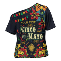 Personalized Cinco de Mayo Cross Shoulder Shirt Vibrant Flowers