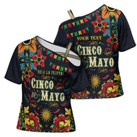 Personalized Cinco de Mayo Cross Shoulder Shirt Vibrant Flowers