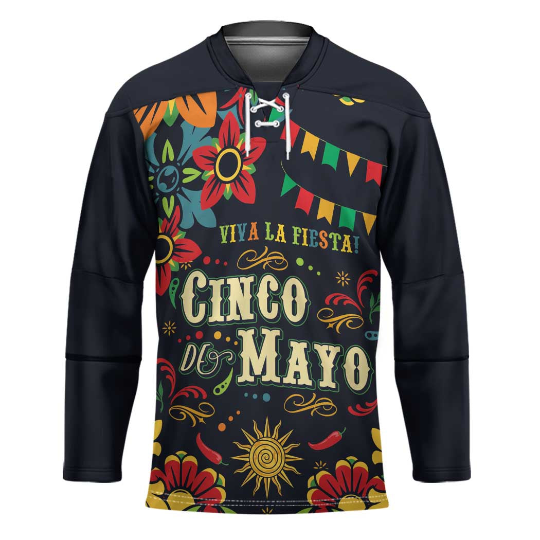 Personalized Cinco de Mayo Hockey Jersey Vibrant Flowers