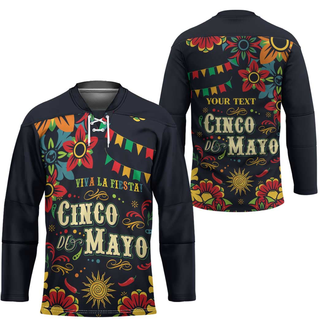 Personalized Cinco de Mayo Hockey Jersey Vibrant Flowers