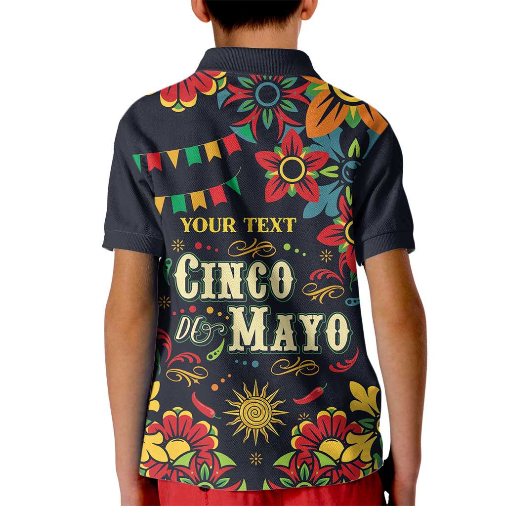 Personalized Cinco de Mayo Kid Polo Shirt Vibrant Flowers