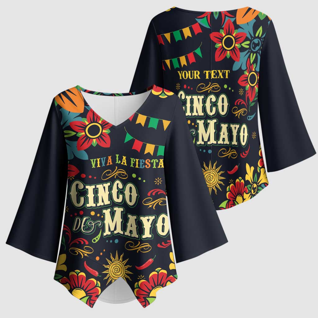 Personalized Cinco de Mayo Kimono Sleeve Blouse Vibrant Flowers