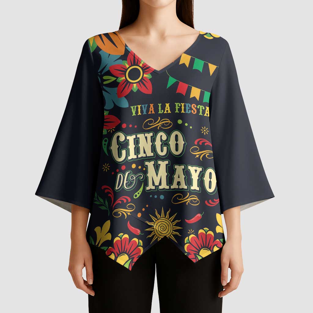 Personalized Cinco de Mayo Kimono Sleeve Blouse Vibrant Flowers