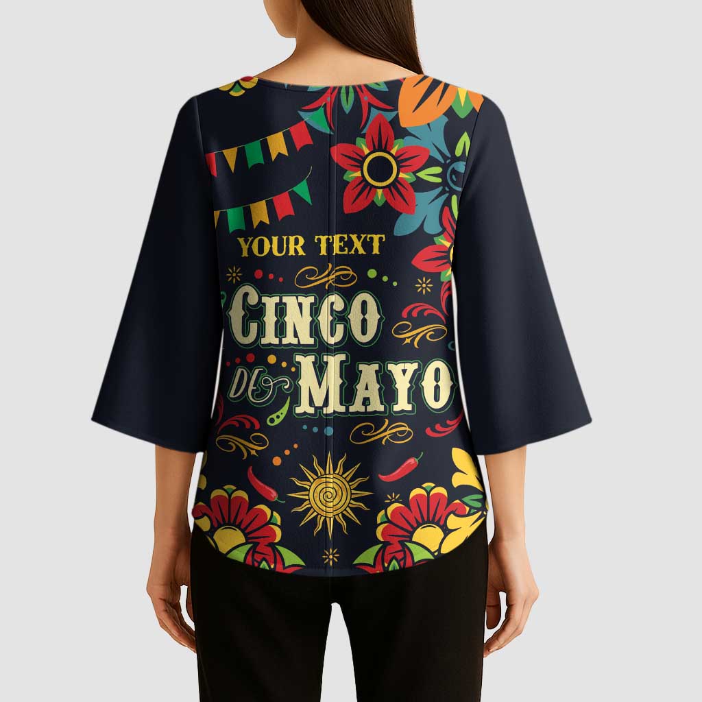 Personalized Cinco de Mayo Kimono Sleeve Blouse Vibrant Flowers