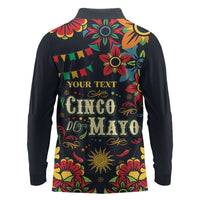 Personalized Cinco de Mayo Long Sleeve Polo Shirt Vibrant Flowers