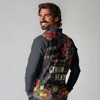 Personalized Cinco de Mayo Long Sleeve Polo Shirt Vibrant Flowers