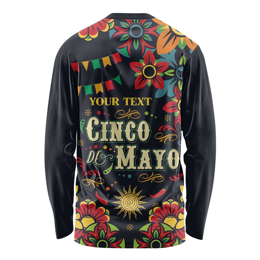 Personalized Cinco de Mayo Long Sleeve Shirt Vibrant Flowers