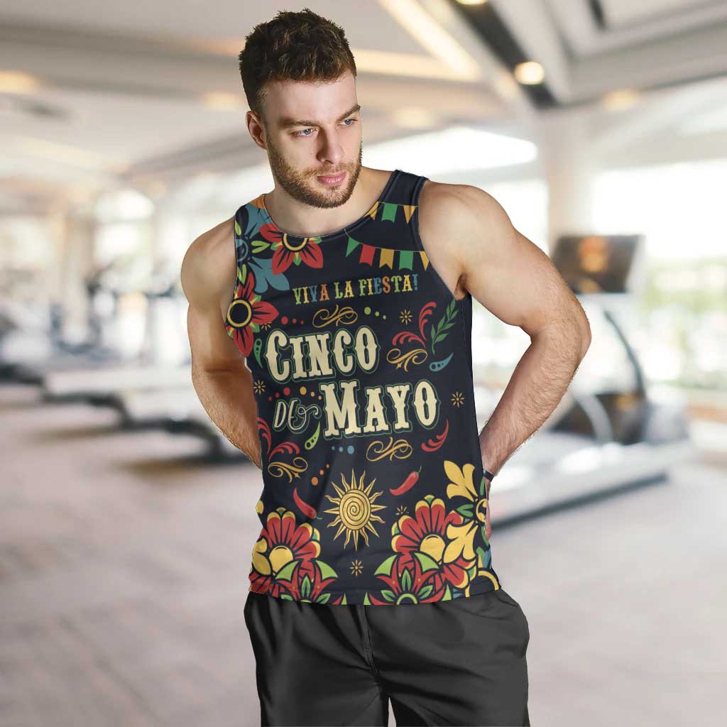 Personalized Cinco de Mayo Men Tank Top Vibrant Flowers