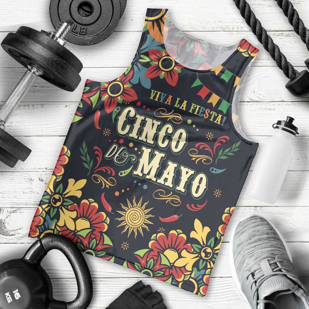 Personalized Cinco de Mayo Men Tank Top Vibrant Flowers