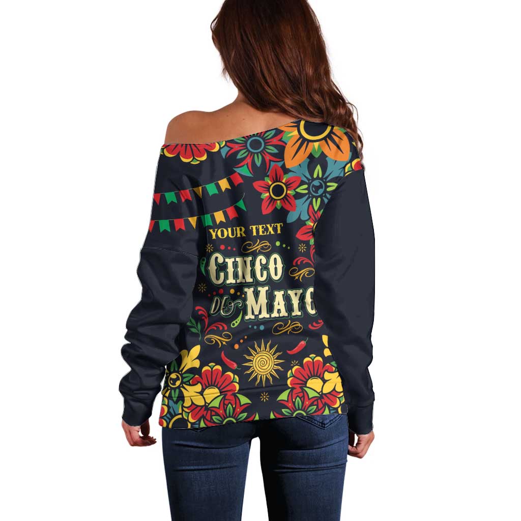 Personalized Cinco de Mayo Off Shoulder Sweater Vibrant Flowers
