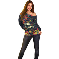 Personalized Cinco de Mayo Off Shoulder Sweater Vibrant Flowers