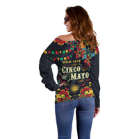 Personalized Cinco de Mayo Off Shoulder Sweater Vibrant Flowers