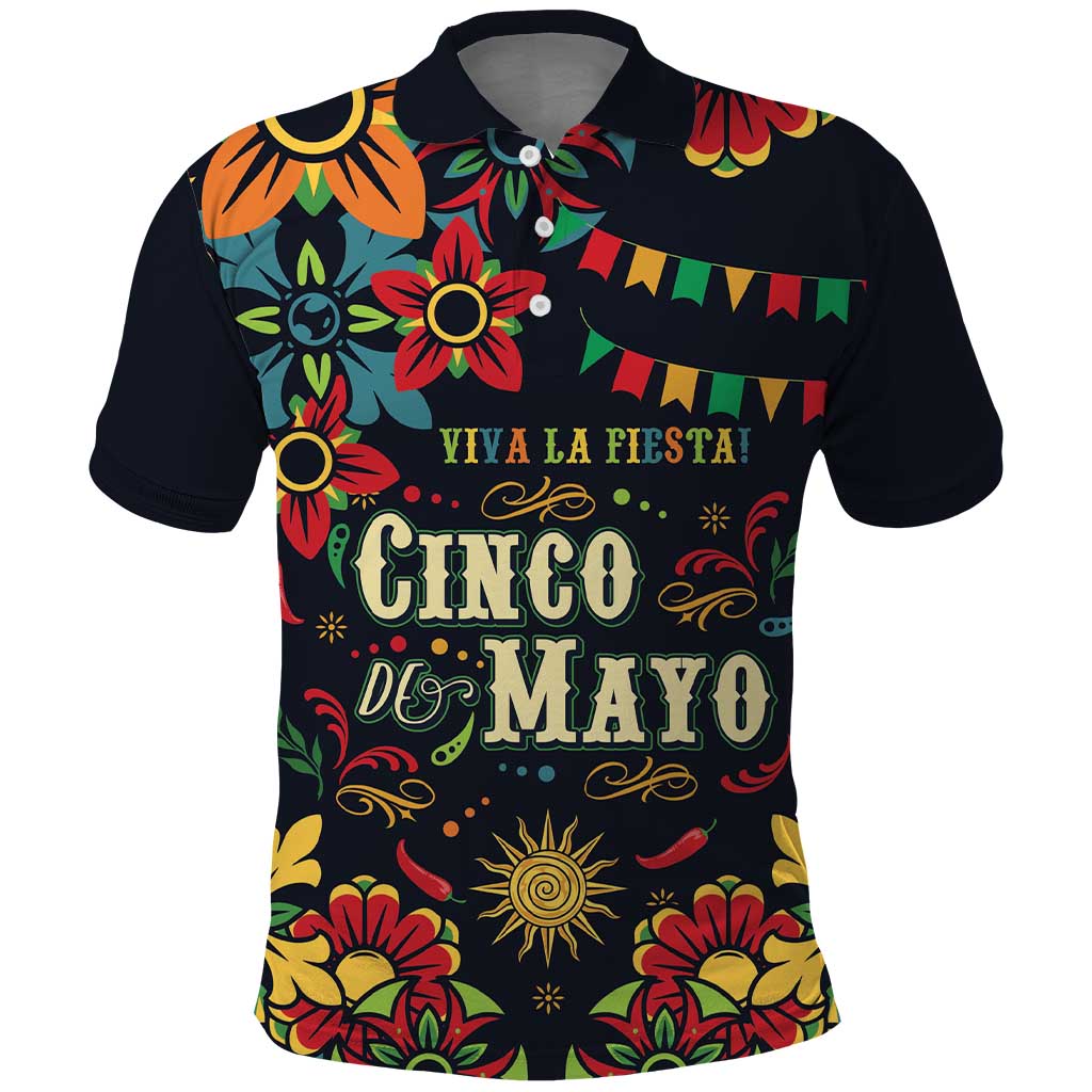 Personalized Cinco de Mayo Polo Shirt Vibrant Flowers