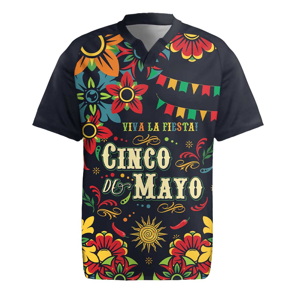 Personalized Cinco de Mayo Rugby Jersey Vibrant Flowers