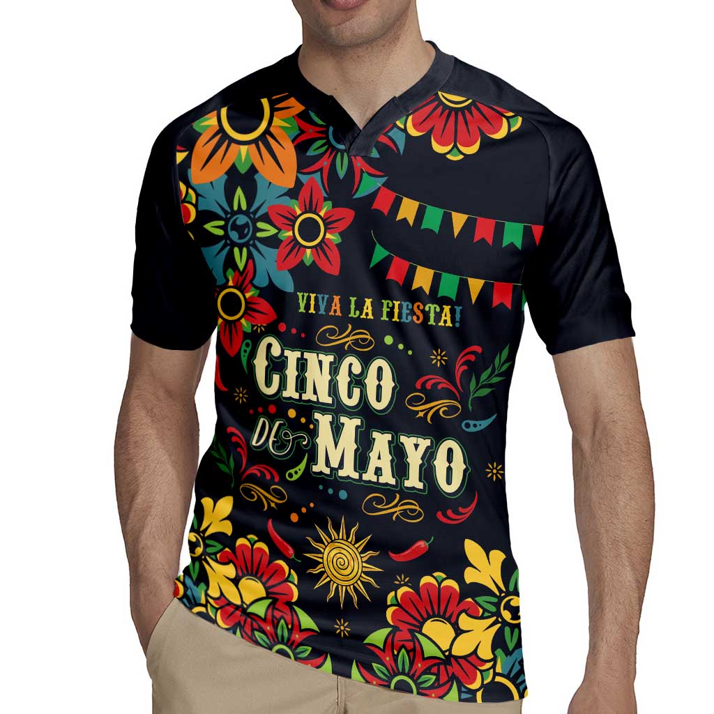 Personalized Cinco de Mayo Rugby Jersey Vibrant Flowers