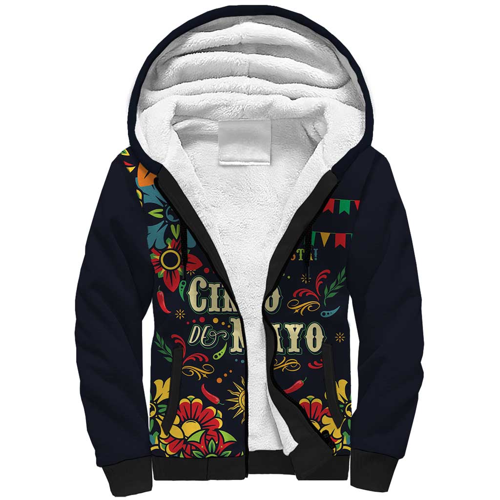 Personalized Cinco de Mayo Sherpa Hoodie Vibrant Flowers