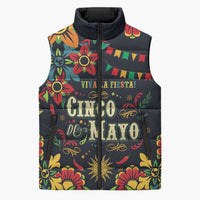 Personalized Cinco de Mayo Sleeveless Puffer Jacket Vibrant Flowers