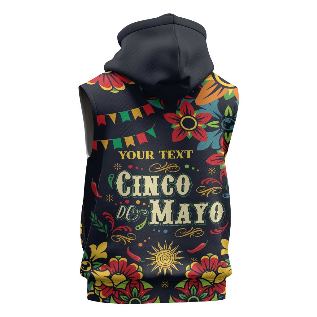 Personalized Cinco de Mayo Sleeveless Zip Hoodie Vibrant Flowers