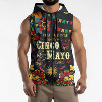Personalized Cinco de Mayo Sleeveless Zip Hoodie Vibrant Flowers