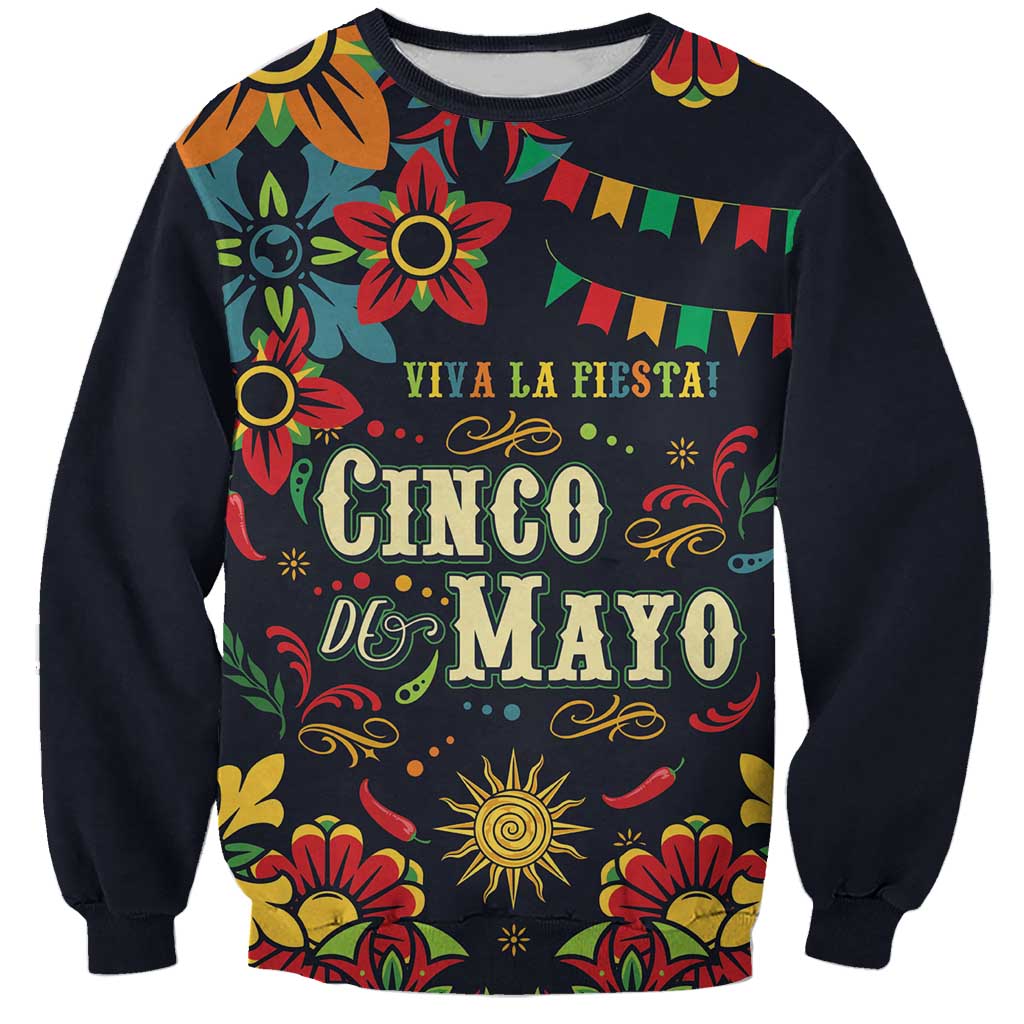 Personalized Cinco de Mayo Sweatshirt Vibrant Flowers