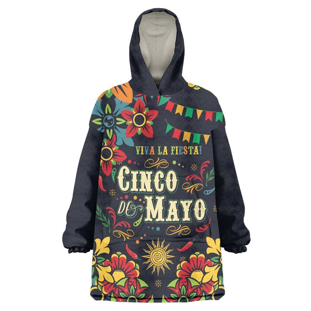 Personalized Cinco de Mayo Wearable Blanket Hoodie Vibrant Flowers