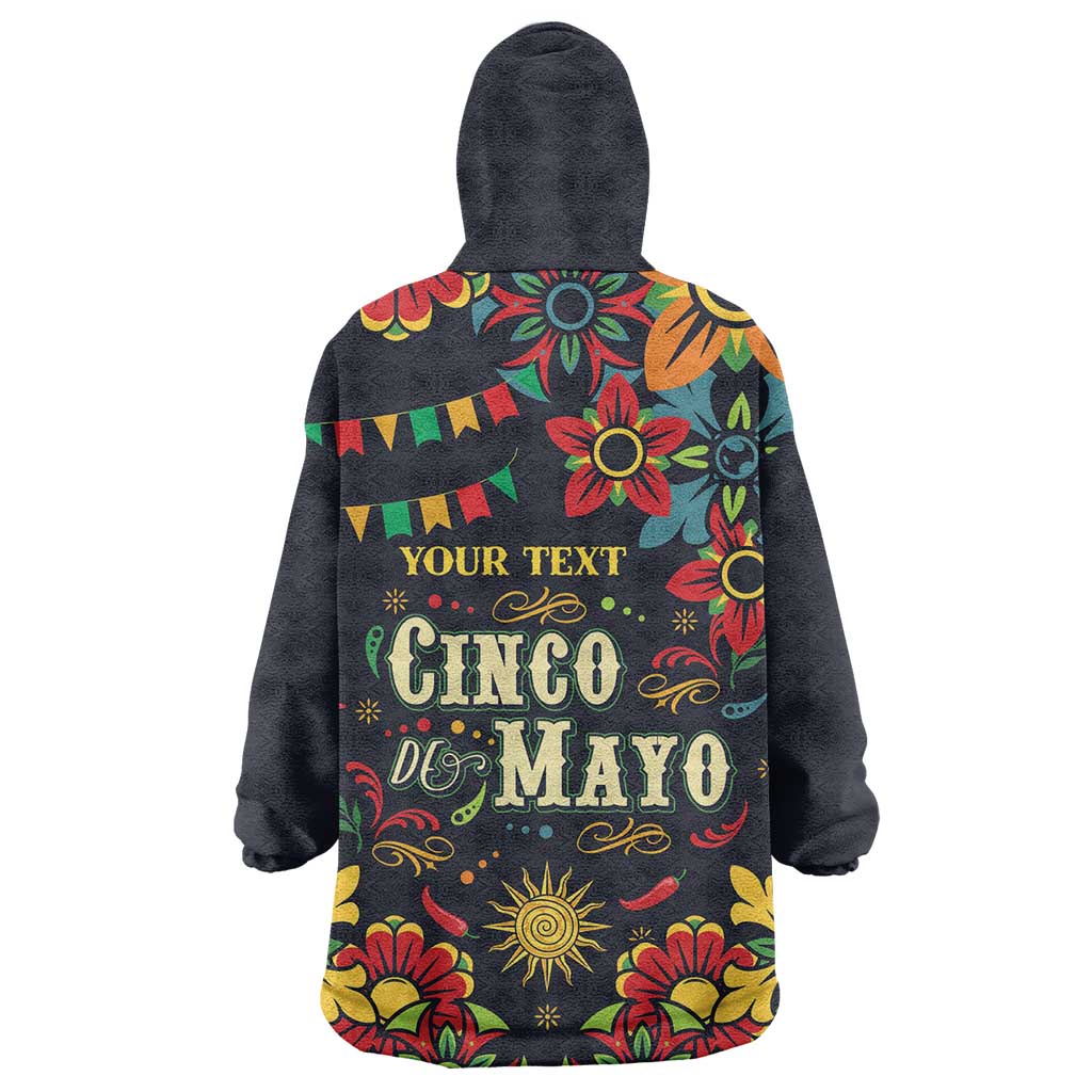 Personalized Cinco de Mayo Wearable Blanket Hoodie Vibrant Flowers