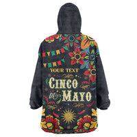 Personalized Cinco de Mayo Wearable Blanket Hoodie Vibrant Flowers