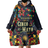 Personalized Cinco de Mayo Wearable Blanket Hoodie Vibrant Flowers