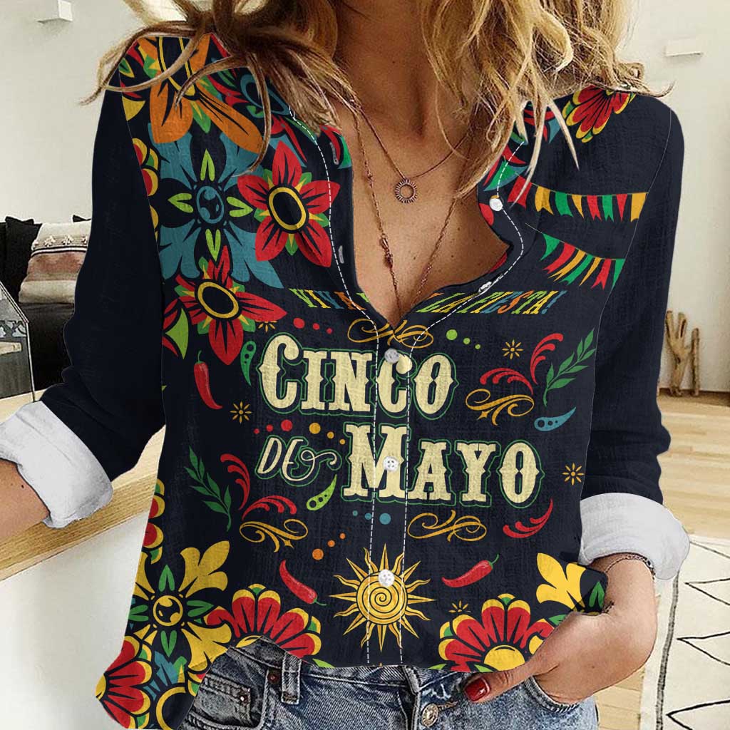 Personalized Cinco de Mayo Women Casual Shirt Vibrant Flowers