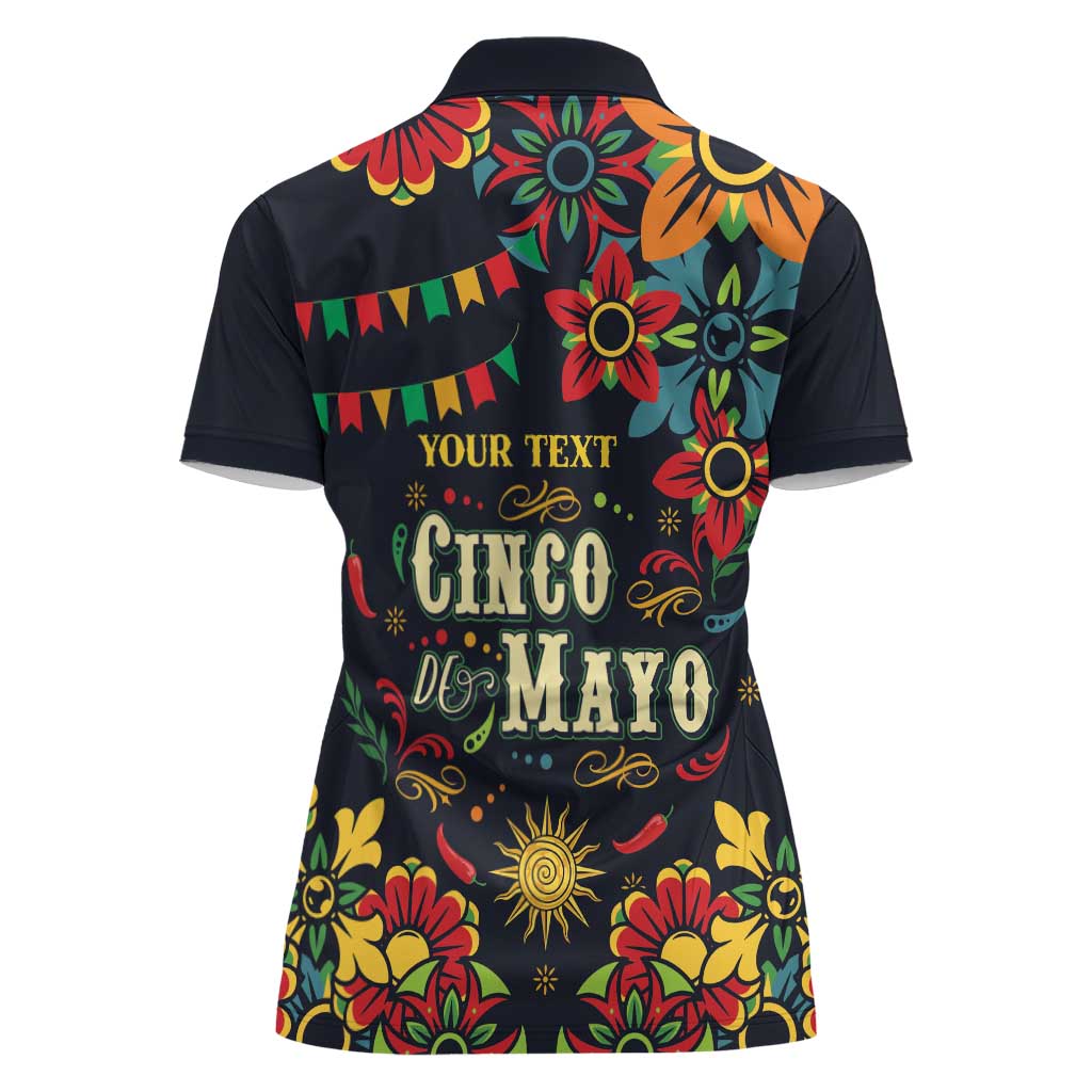 Personalized Cinco de Mayo Women Polo Shirt Vibrant Flowers