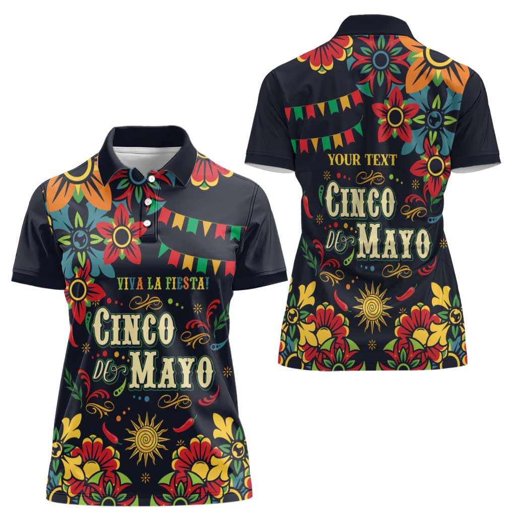 Personalized Cinco de Mayo Women Polo Shirt Vibrant Flowers