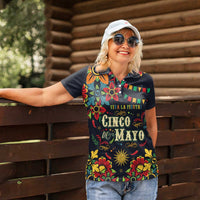 Personalized Cinco de Mayo Women Polo Shirt Vibrant Flowers