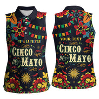 Personalized Cinco de Mayo Women Sleeveless Polo Shirt Vibrant Flowers