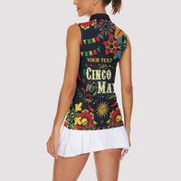 Personalized Cinco de Mayo Women Sleeveless Polo Shirt Vibrant Flowers