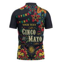 Personalized Cinco de Mayo Zipper Polo Shirt Vibrant Flowers