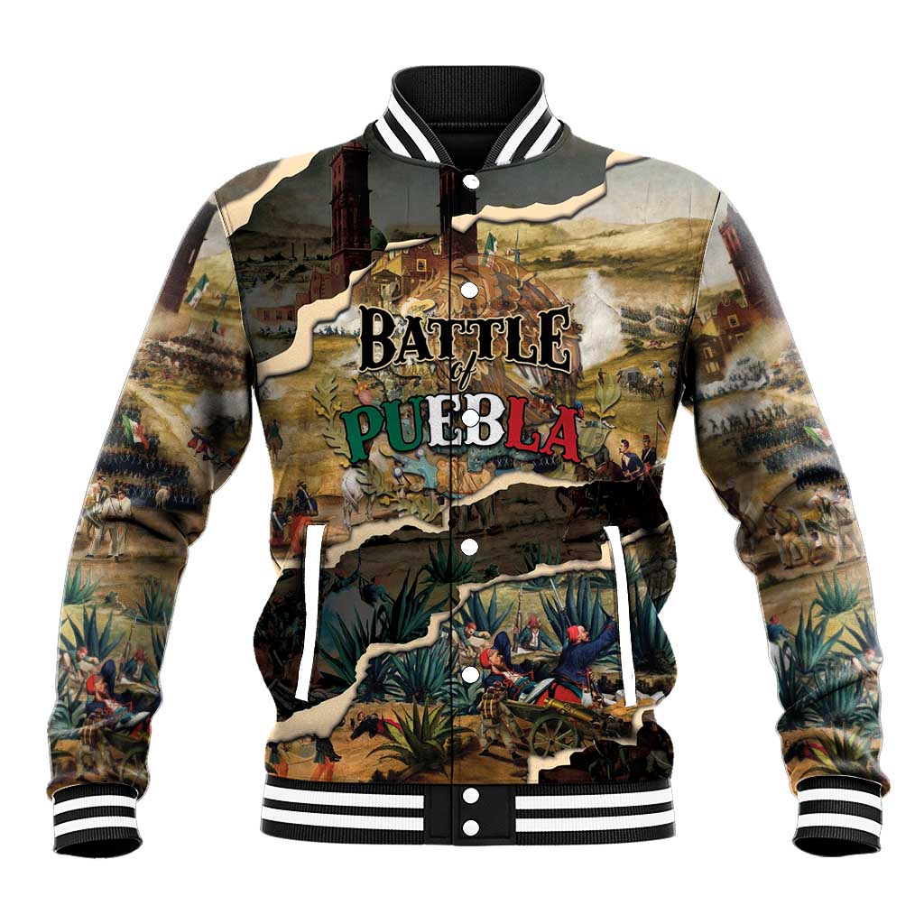 Mexican Battle of Puebla Baseball Jacket Vintage Art Style
