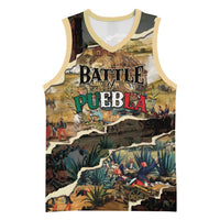 Mexican Battle of Puebla Basketball Jersey Vintage Art Style