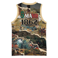 Mexican Battle of Puebla Basketball Jersey Vintage Art Style