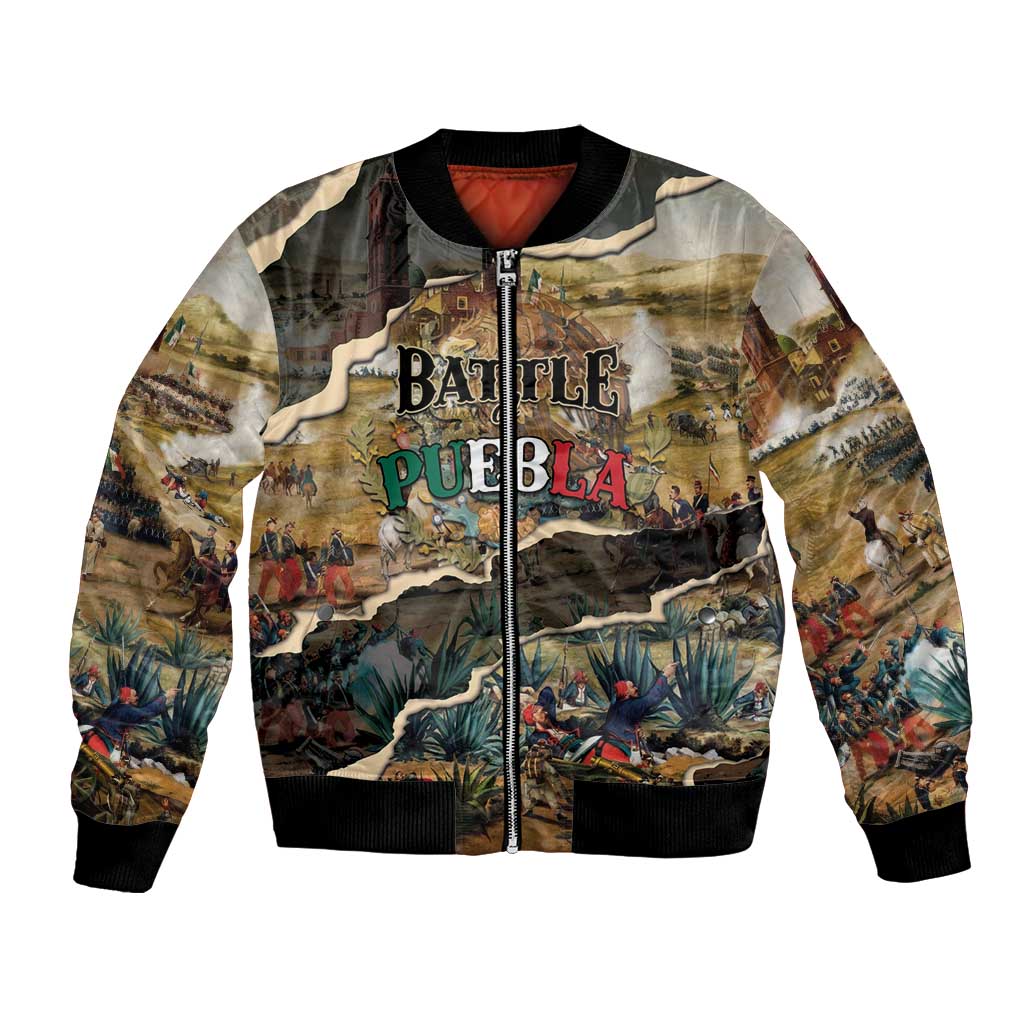 Mexican Battle of Puebla Bomber Jacket Vintage Art Style