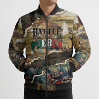 Mexican Battle of Puebla Bomber Puffer Jacket Vintage Art Style