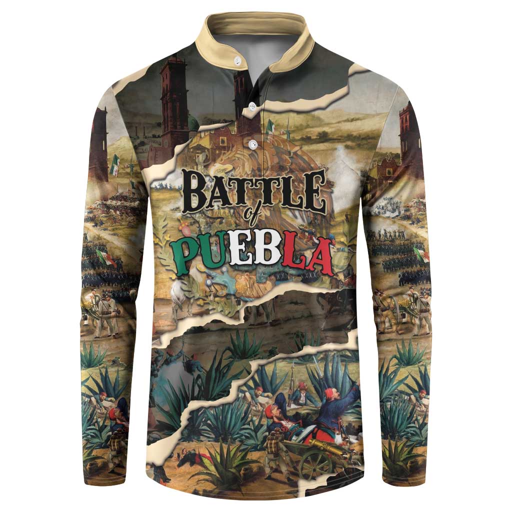 Mexican Battle of Puebla Button Sweatshirt Vintage Art Style
