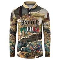 Mexican Battle of Puebla Button Sweatshirt Vintage Art Style