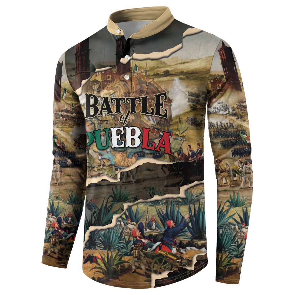 Mexican Battle of Puebla Button Sweatshirt Vintage Art Style