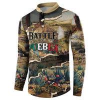 Mexican Battle of Puebla Button Sweatshirt Vintage Art Style