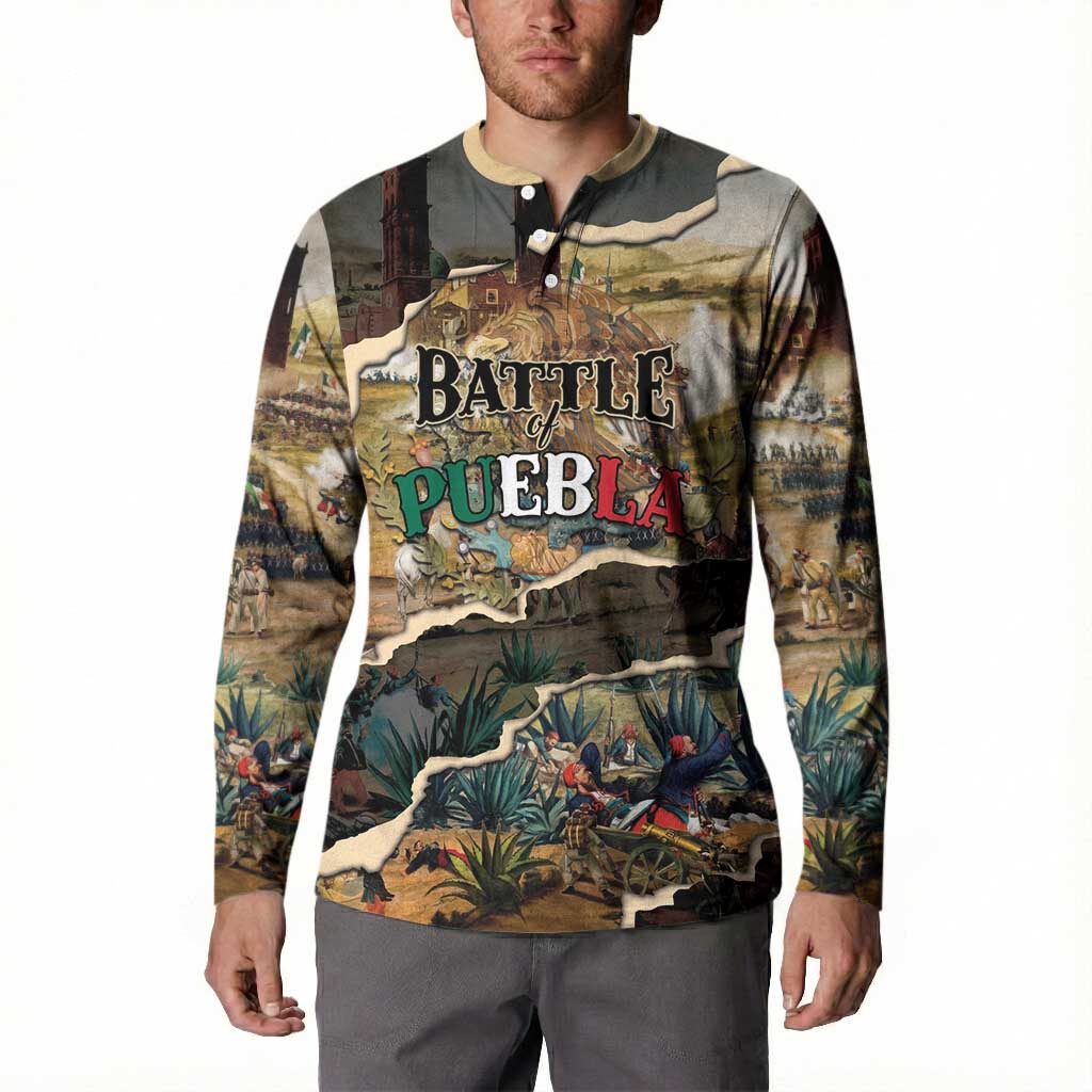 Mexican Battle of Puebla Button Sweatshirt Vintage Art Style